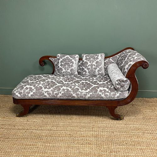 spectacular quality regency mahogany antique chaise lounge - CATEGORY: ANTIQUE SOFAS - DATED REGENCY