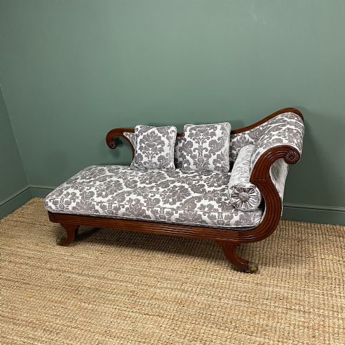 SPECTACULAR QUALITY REGENCY MAHOGANY ANTIQUE CHAISE LOUNGE - ADDITIONAL PHOTO 6