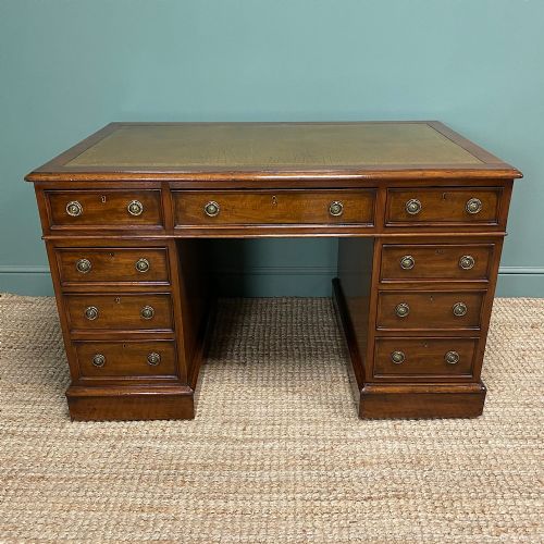 quality victorian mahogany antique pedestal desk - CATEGORY: ANTIQUE DESKS - DATED VICTORIAN
