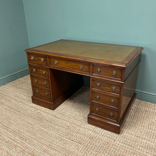 QUALITY VICTORIAN MAHOGANY ANTIQUE PEDESTAL DESK - ADDITIONAL PHOTO 1