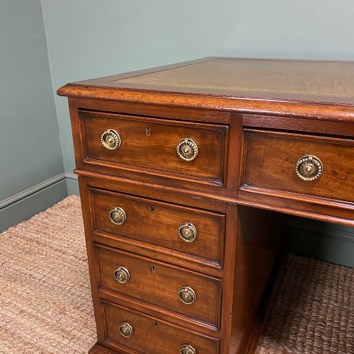 QUALITY VICTORIAN MAHOGANY ANTIQUE PEDESTAL DESK - ADDITIONAL PHOTO 2