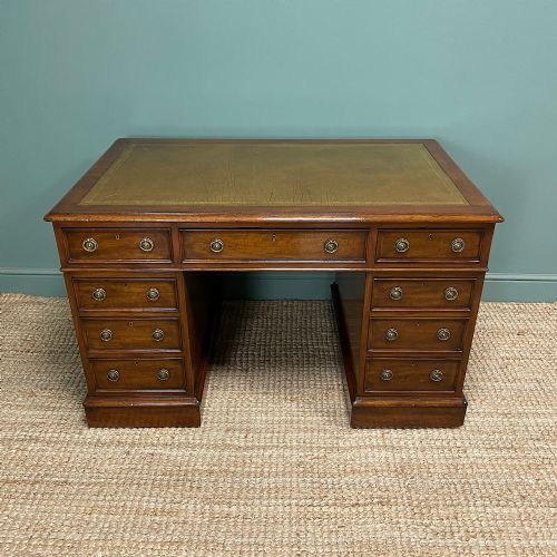 QUALITY VICTORIAN MAHOGANY ANTIQUE PEDESTAL DESK - ADDITIONAL PHOTO 3