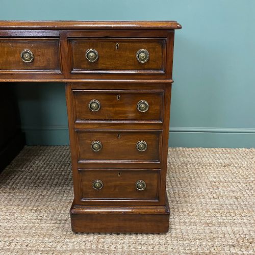 QUALITY VICTORIAN MAHOGANY ANTIQUE PEDESTAL DESK - ADDITIONAL PHOTO 5