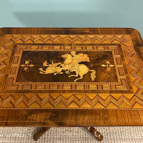 SPECTACULAR INLAID WALNUT ANTIQUE SORRENTO TABLE - ADDITIONAL PHOTO 7