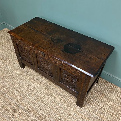BEAUTIFUL PERIOD ANTIQUE OAK COFFER - ADDITIONAL PHOTO 1