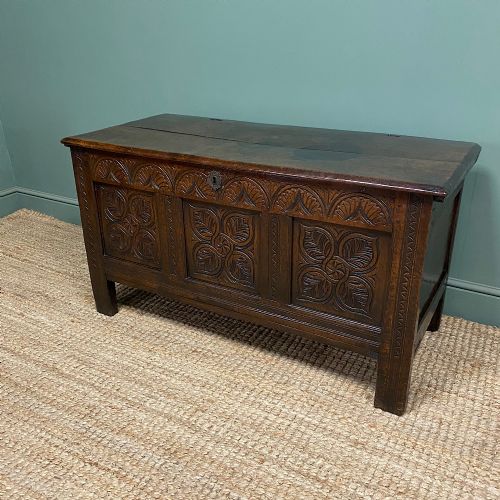 BEAUTIFUL PERIOD ANTIQUE OAK COFFER - ADDITIONAL PHOTO 3