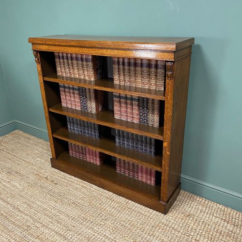 BEAUTIFUL VICTORIAN ANTIQUE OAK OPEN BOOKCASE - ADDITIONAL PHOTO 4