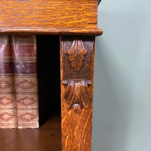 BEAUTIFUL VICTORIAN ANTIQUE OAK OPEN BOOKCASE - ADDITIONAL PHOTO 5