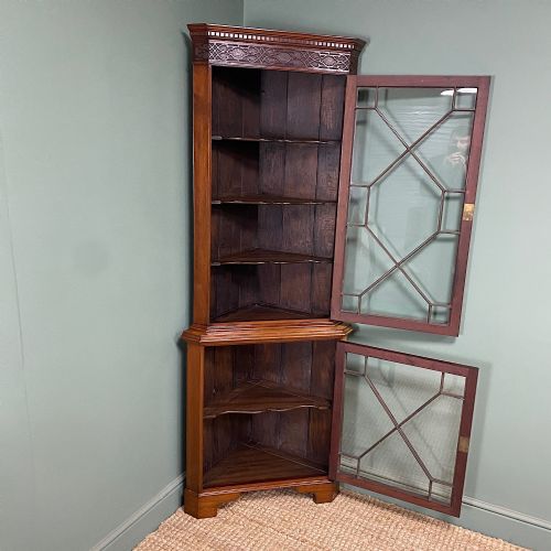 STUNNING EDWARDIAN ANTIQUE GLAZED CORNER DISPLAY CABINET - ADDITIONAL PHOTO 3