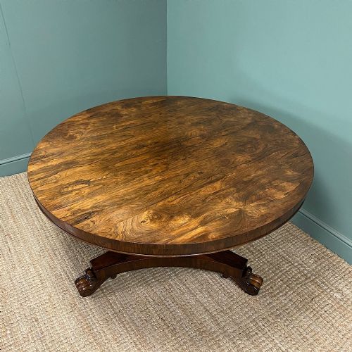 LARGE CIRCULAR ROSEWOOD ANTIQUE DINING TABLE - ADDITIONAL PHOTO 6