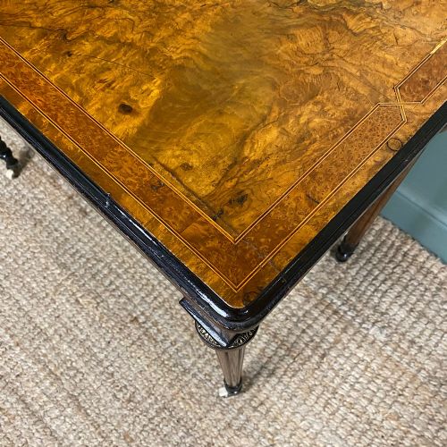 QUALITY FIGURED WALNUT VICTORIAN ANTIQUE CARD TABLE GAMES TABLE - ADDITIONAL PHOTO 1