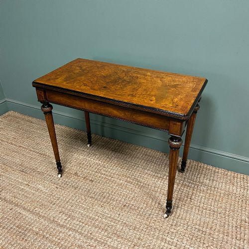 QUALITY FIGURED WALNUT VICTORIAN ANTIQUE CARD TABLE GAMES TABLE - ADDITIONAL PHOTO 3