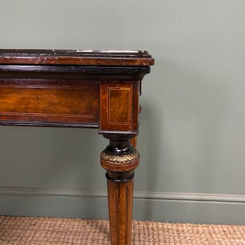 QUALITY FIGURED WALNUT VICTORIAN ANTIQUE CARD TABLE GAMES TABLE - ADDITIONAL PHOTO 4