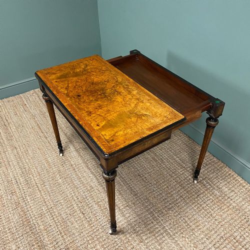 QUALITY FIGURED WALNUT VICTORIAN ANTIQUE CARD TABLE GAMES TABLE - ADDITIONAL PHOTO 6