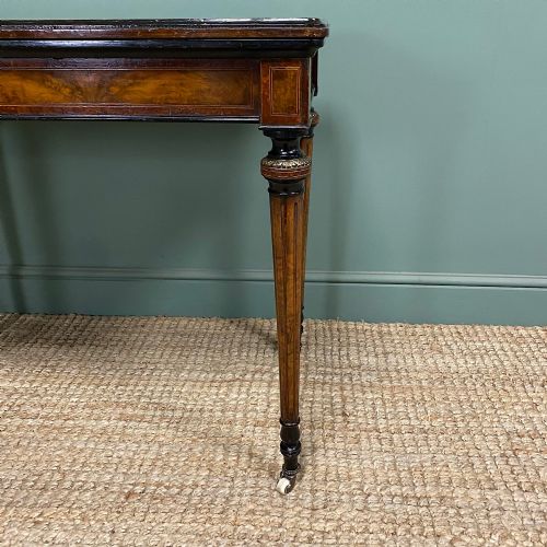 QUALITY FIGURED WALNUT VICTORIAN ANTIQUE CARD TABLE GAMES TABLE - ADDITIONAL PHOTO 7