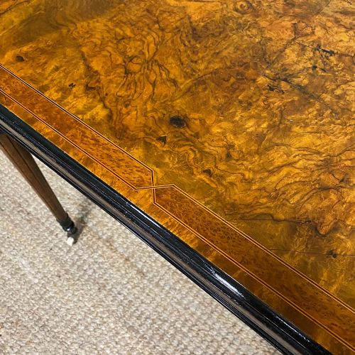 QUALITY FIGURED WALNUT VICTORIAN ANTIQUE CARD TABLE GAMES TABLE - ADDITIONAL PHOTO 9