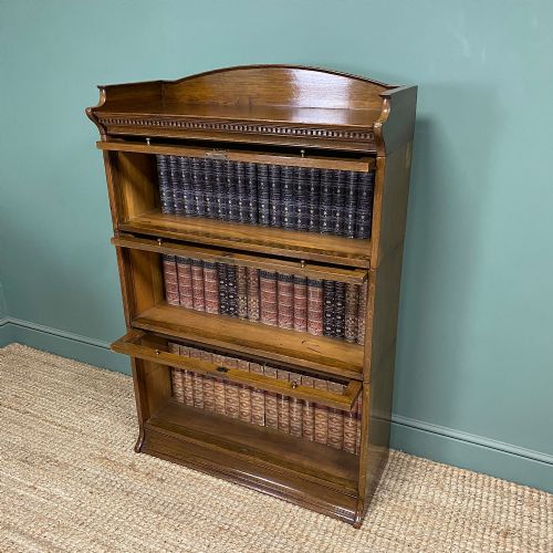 STUNNING OAK BARRISTERS STACKING ANTIQUE BOOKCASE - ADDITIONAL PHOTO 5