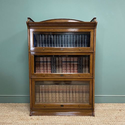 STUNNING OAK BARRISTERS STACKING ANTIQUE BOOKCASE - ADDITIONAL PHOTO 6