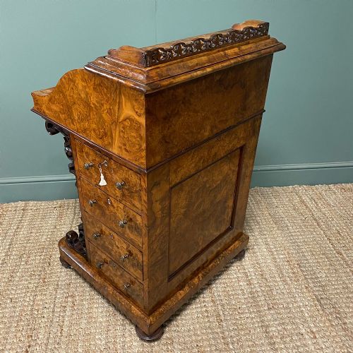 SPECTACULAR QUALITY VICTORIAN WALNUT ANTIQUE DAVENPORT - ADDITIONAL PHOTO 4