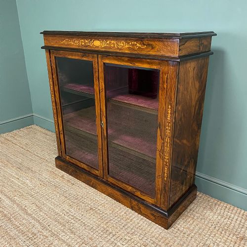 QUALITY ANTIQUE VICTORIAN ROSEWOOD DISPLAY CABINET - ADDITIONAL PHOTO 5
