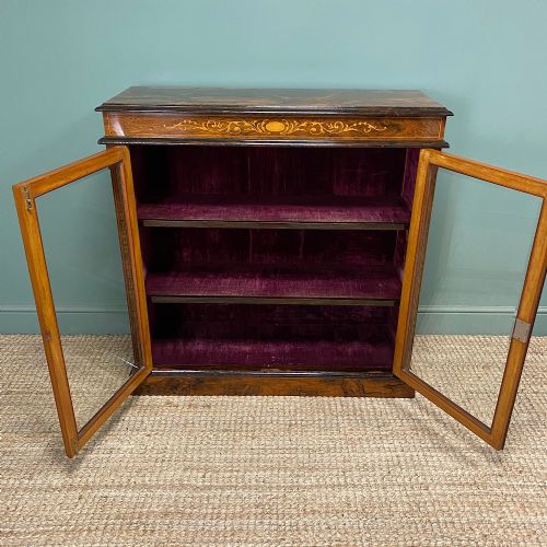QUALITY ANTIQUE VICTORIAN ROSEWOOD DISPLAY CABINET - ADDITIONAL PHOTO 6