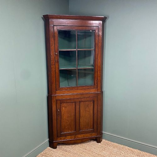 country oak antique georgian floor standing corner cupboard - CATEGORY: ANTIQUE CUPBOARDS - DATED GEORGIAN