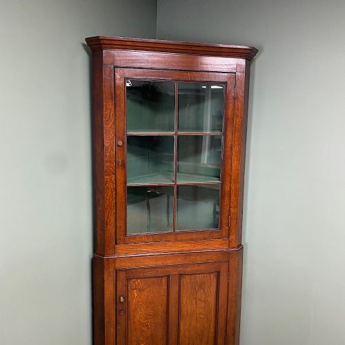 COUNTRY OAK ANTIQUE GEORGIAN FLOOR STANDING CORNER CUPBOARD - ADDITIONAL PHOTO 4