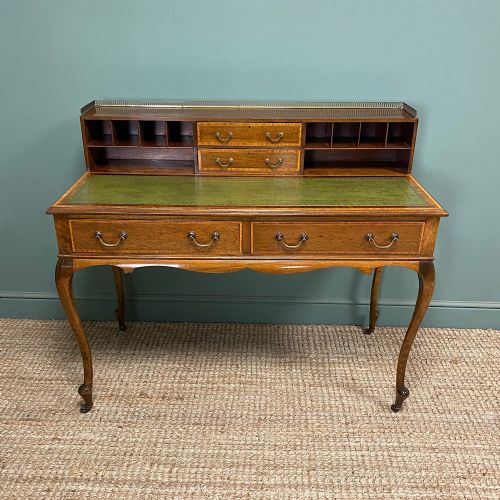 FINE QUALITY EDWARDIAN MAHOGANY ANTIQUE WRITING DESK - ADDITIONAL PHOTO 2