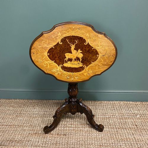 ANTIQUE INLAID BLACK FOREST OCCASIONAL TABLE - ADDITIONAL PHOTO 1