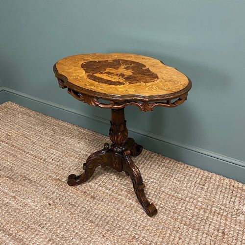 ANTIQUE INLAID BLACK FOREST OCCASIONAL TABLE - ADDITIONAL PHOTO 2