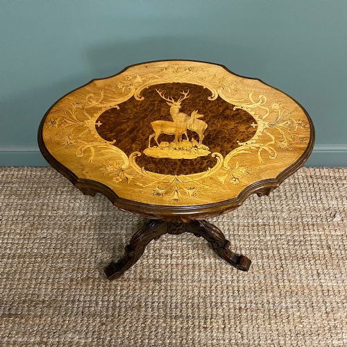 ANTIQUE INLAID BLACK FOREST OCCASIONAL TABLE - ADDITIONAL PHOTO 3