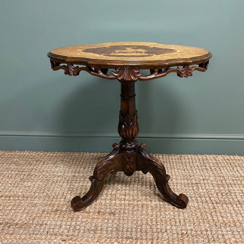 ANTIQUE INLAID BLACK FOREST OCCASIONAL TABLE - ADDITIONAL PHOTO 4