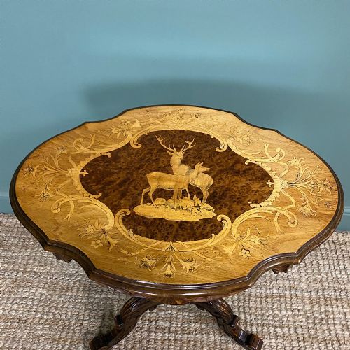 ANTIQUE INLAID BLACK FOREST OCCASIONAL TABLE - ADDITIONAL PHOTO 6