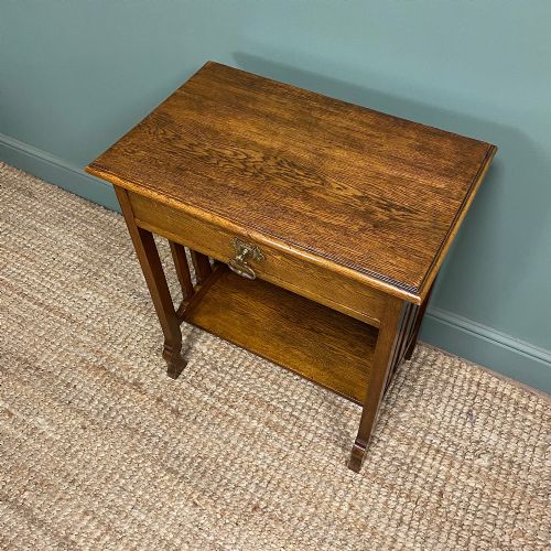 UNUSUAL ANTIQUE OAK ARTS AND CRAFTS SIDE TABLE - ADDITIONAL PHOTO 2