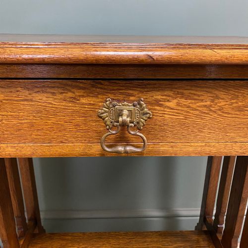 UNUSUAL ANTIQUE OAK ARTS AND CRAFTS SIDE TABLE - ADDITIONAL PHOTO 4