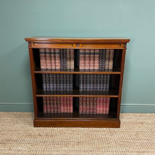 quality antique victorian walnut open bookcase - CATEGORY: ANTIQUE BOOKCASES - DATED VICTORIAN