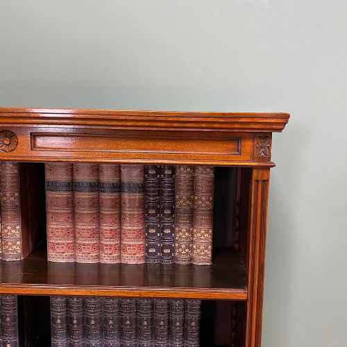 QUALITY ANTIQUE VICTORIAN WALNUT OPEN BOOKCASE - ADDITIONAL PHOTO 3