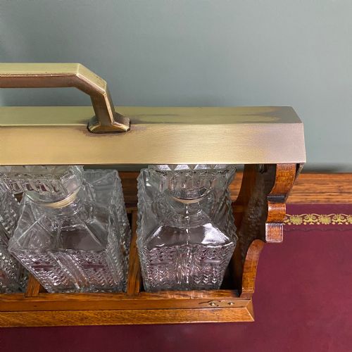 QUALITY VICTORIAN OAK ANTIQUE TANTALUS - ADDITIONAL PHOTO 2