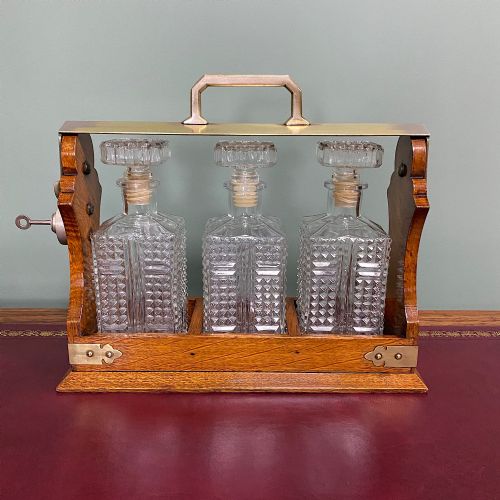 QUALITY VICTORIAN OAK ANTIQUE TANTALUS - ADDITIONAL PHOTO 3