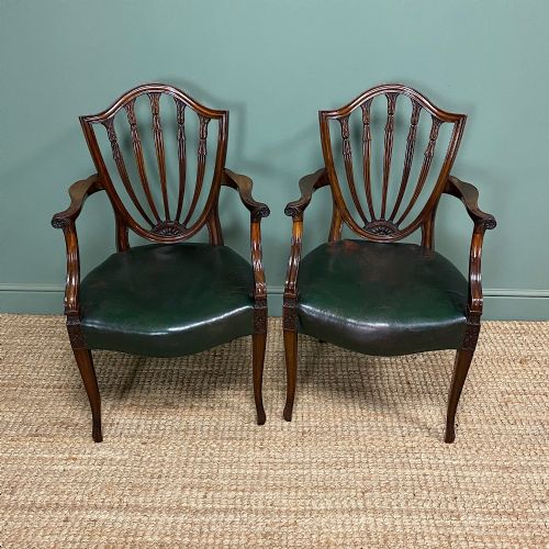 ELEGANT PAIR OF EDWARDIAN HEPPLEWHITE DESIGN ANTIQUE CARVER CHAIRS - ADDITIONAL PHOTO 6
