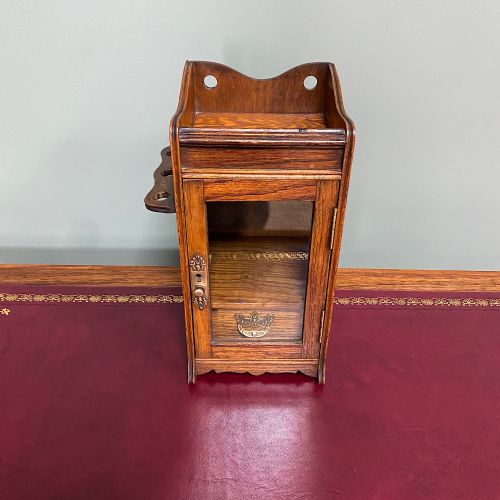 SMALL OAK ANTIQUE SMOKING CABINET - ADDITIONAL PHOTO 4