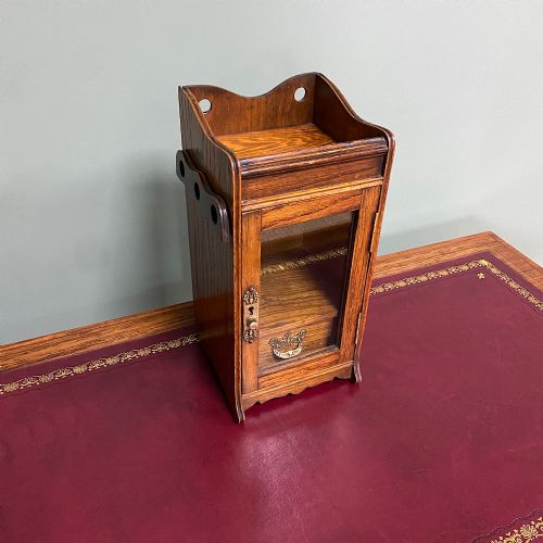 SMALL OAK ANTIQUE SMOKING CABINET - ADDITIONAL PHOTO 5