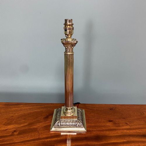 quality brass corinthian column antique lamp - CATEGORY: ANTIQUE LIGHTING - DATED 1930