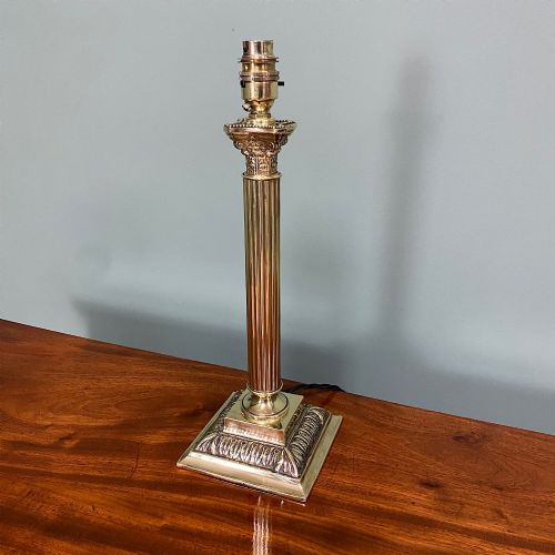 QUALITY BRASS CORINTHIAN COLUMN ANTIQUE LAMP - ADDITIONAL PHOTO 2