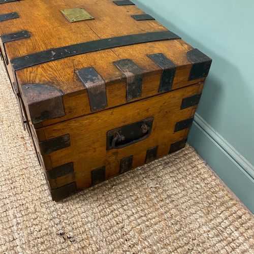 VICTORIAN OAK METAL BANDED ANTIQUE SILVER CHEST - ADDITIONAL PHOTO 1