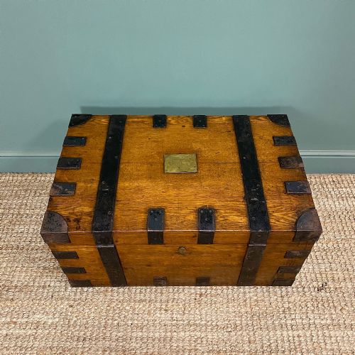 VICTORIAN OAK METAL BANDED ANTIQUE SILVER CHEST - ADDITIONAL PHOTO 4