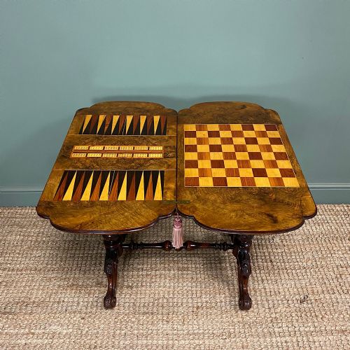spectacular victorian antique walnut games table - CATEGORY: ANTIQUE TABLES - DATED VICTORIAN