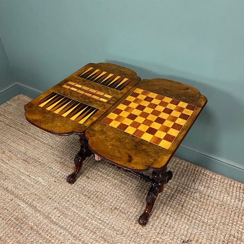 SPECTACULAR VICTORIAN ANTIQUE WALNUT GAMES TABLE - ADDITIONAL PHOTO 4