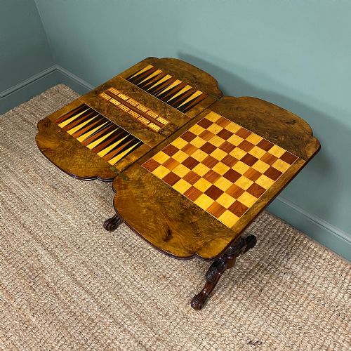 SPECTACULAR VICTORIAN ANTIQUE WALNUT GAMES TABLE - ADDITIONAL PHOTO 8