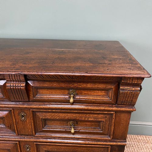 QUALITY OAK 17TH CENTURY CHEST OF DRAWERS - ADDITIONAL PHOTO 7